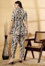 Women Ivory Print Baroque Pure Cotton Co-ord Set - Image 4